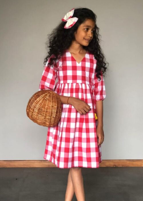 Red Checkered Casual Dress