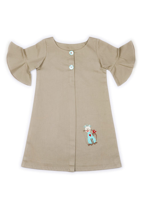 Grayish Brown Cotton Dress