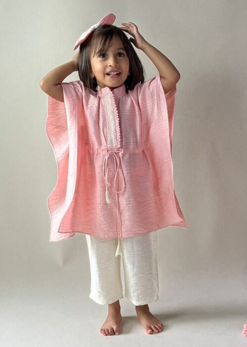 Peach Silk Kaftan Set