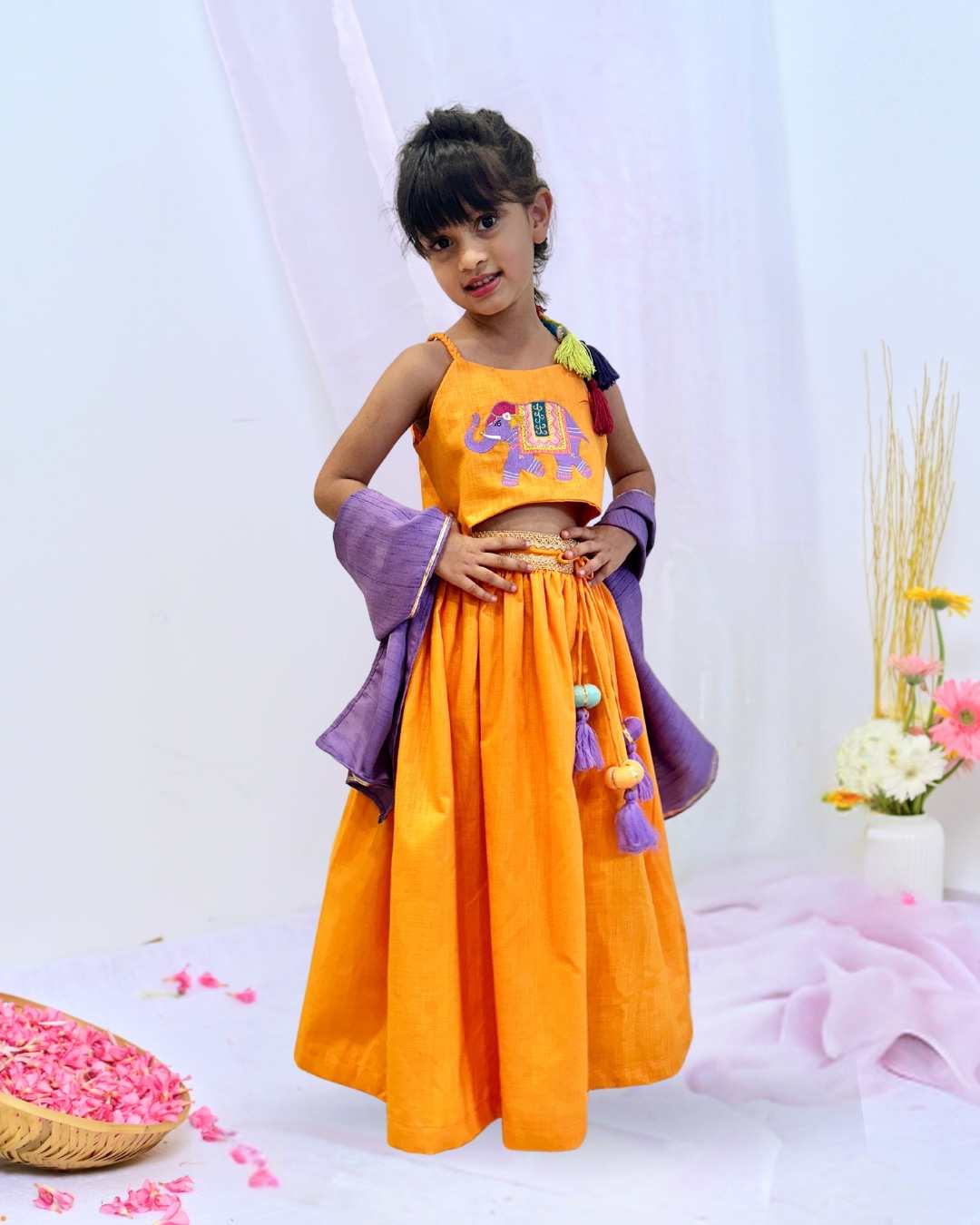 Orange Embro Lehenga Set