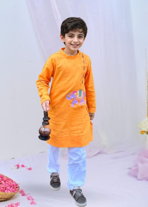 Orange Festive Kurta Set